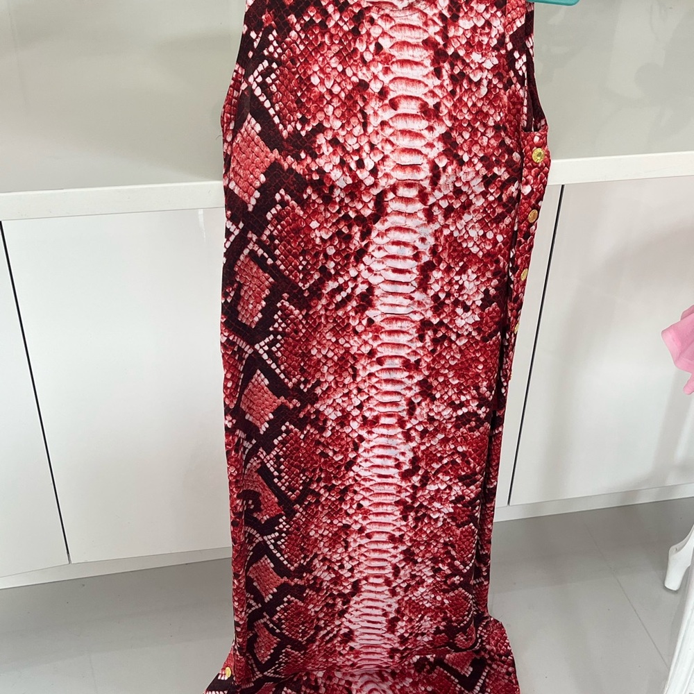 Michael Kors Stylish Red Snake Print long dress S